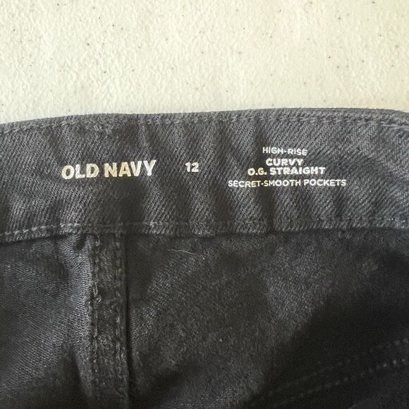 Old Navy Jeans Womens 12 Black Curvy OG Straight High Rise Secret Smooth Pockets - Picture 3 of 8